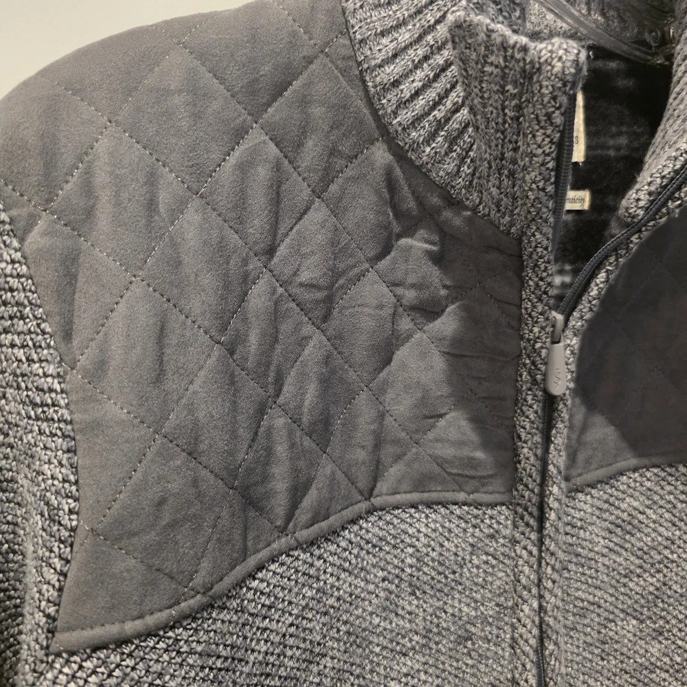 Scott James Mens Luxury Jacket M Gray Quilted Full Zip Plaid Lined Polished - Picture 6 of 13